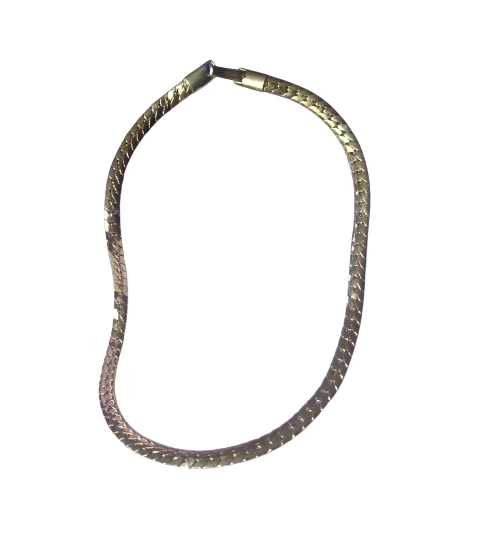 Vintage Coro Gold-Tone Herringbone Chain Choker Necklace